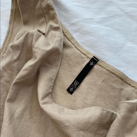 90s linen one shoulder asymmetrical dress - Picture 2 of 8